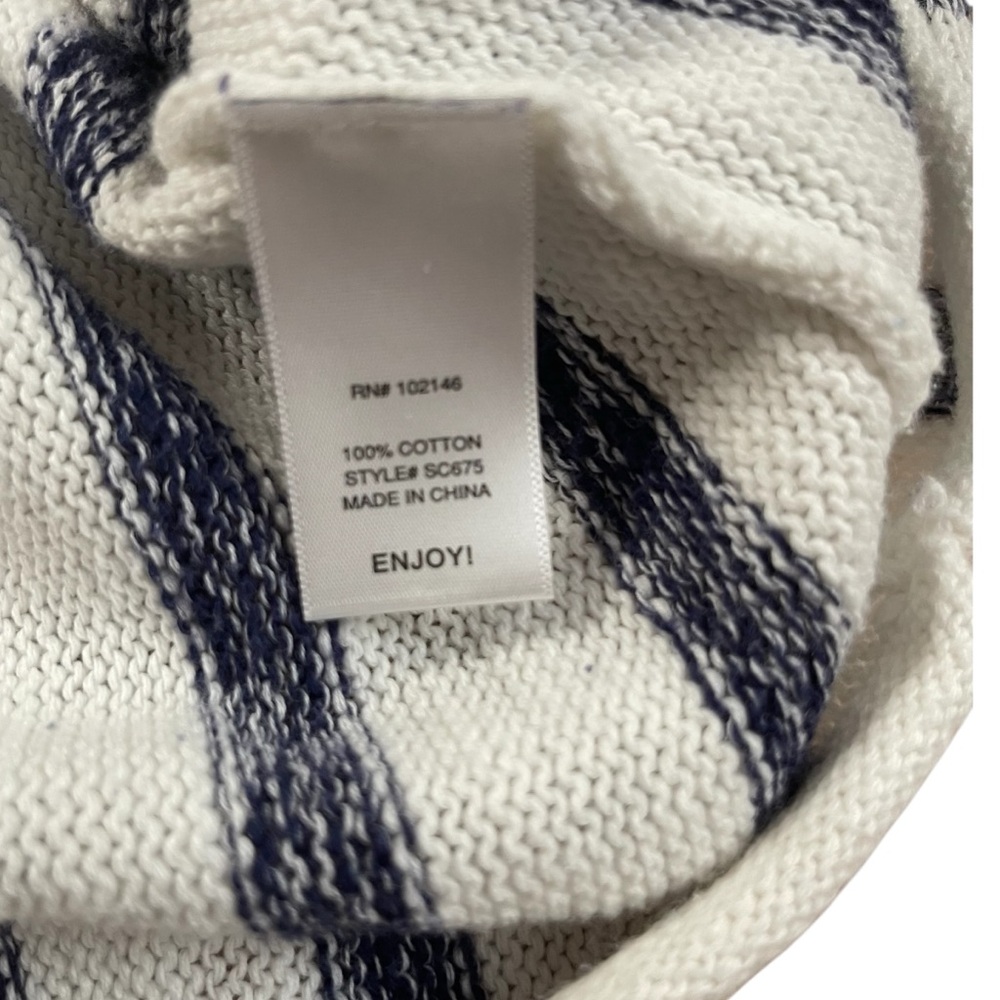 Michael Stars Baja Hoodie Sweater Wht Navy Stripe Kangaroo Pocket Beach Pullover - Picture 8 of 11